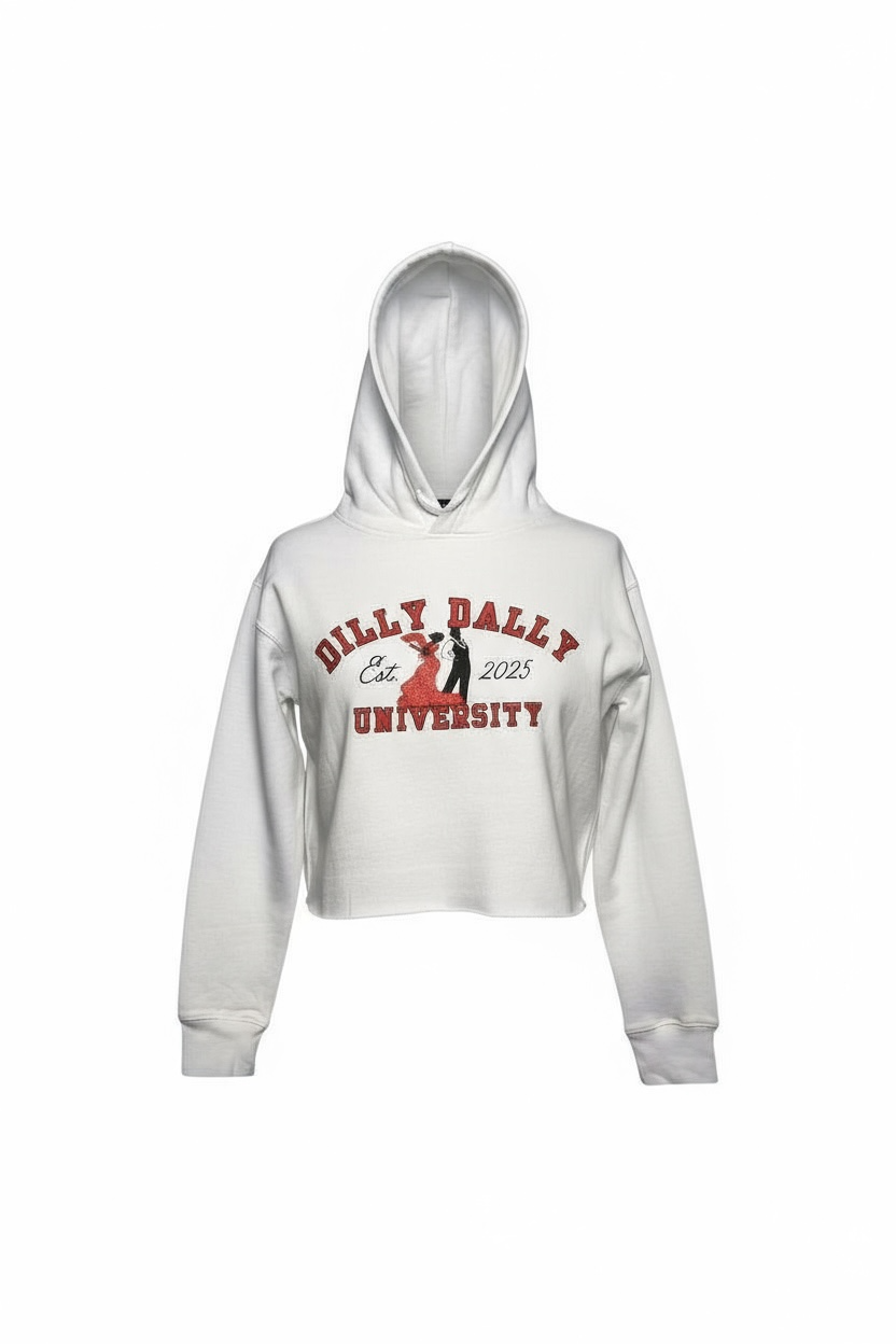 DILLY DALLY UNIVERSITY CROPPED HOODIE