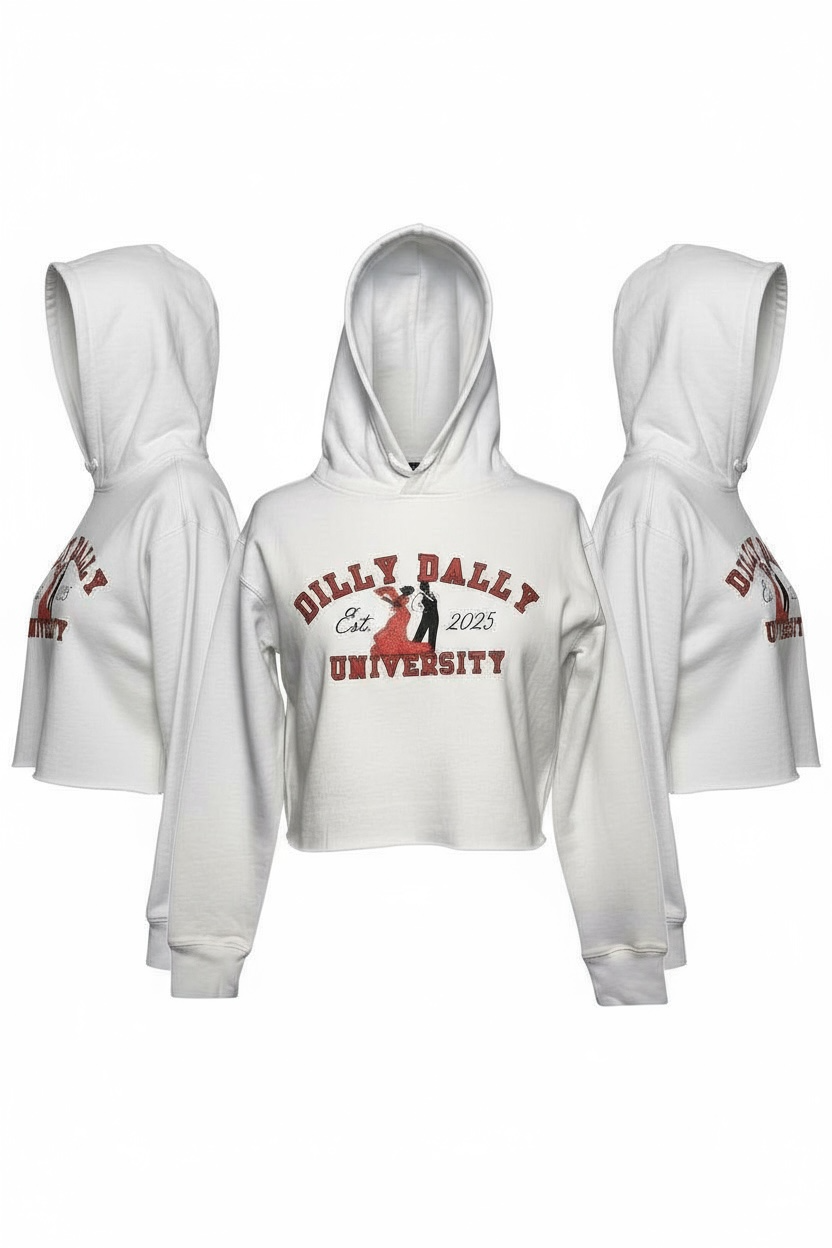 DILLY DALLY UNIVERSITY CROPPED HOODIE