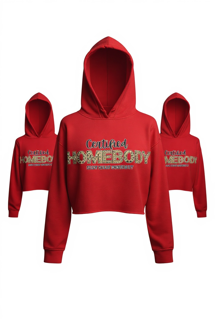 CERTIFIED HOMEBODY CROPPED HOODIE (RED)